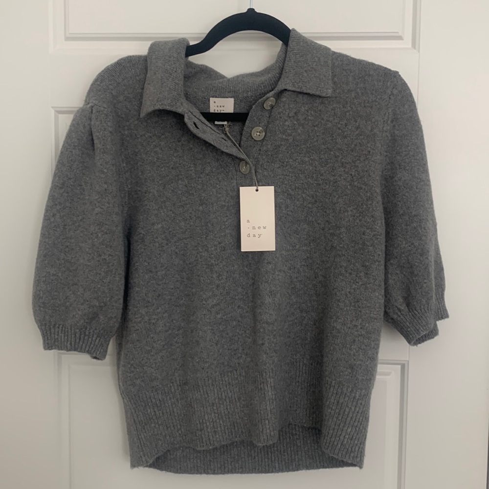 NWT A New Day Gray Collared Top